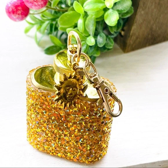 MINI FLASK crystal encrusted keyring IRIDESCENT keyfob CELESTIAL mini flask NEW - Picture 3 of 11